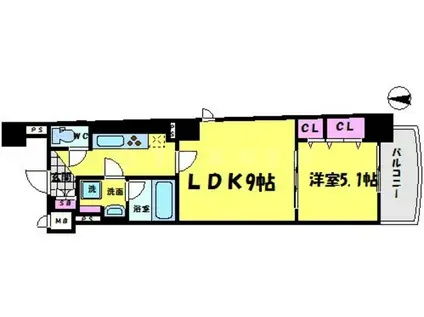 COCON京都一条(2K/2階)の間取り写真