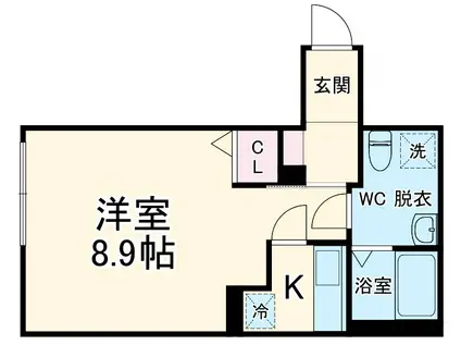 ベイルーム相模原矢部(1K/2階)の間取り写真