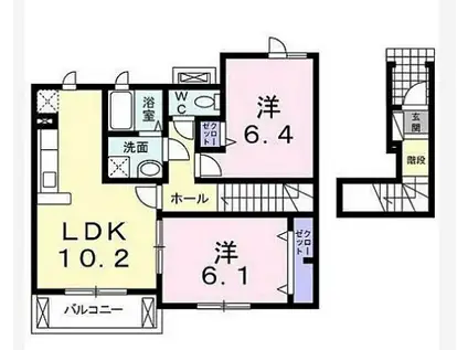 フォルトゥーナ広隆寺(1K/1階)の間取り写真