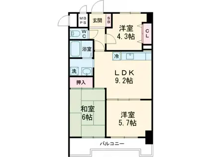 ヴィルメゾン葛西(2LDK/2階)の間取り写真
