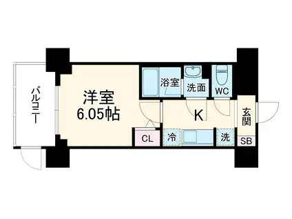 カームネス(1K/1階)の間取り写真