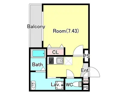 フォルトゥーナ広隆寺(1K/2階)の間取り写真