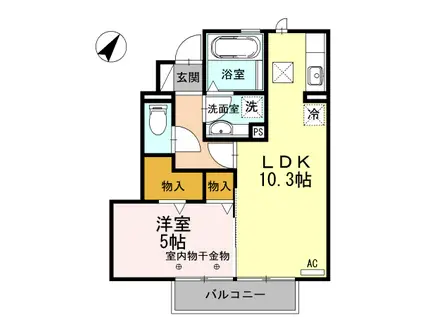 ヴィラ京大北 Ⅲ(1LDK/1階)の間取り写真