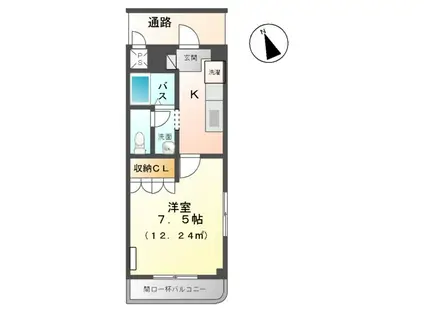 ヴィラ北白川Ⅱ(1K/1階)の間取り写真