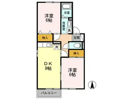 岩倉駅北2(2DK/2階)の間取り写真