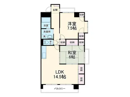 アルバローザ京都(2LDK/6階)の間取り写真