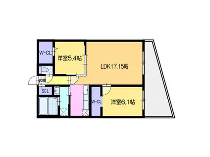 ジーメゾン向島クオリエ(1LDK/2階)の間取り写真