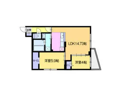 ジーメゾン向島クオリエ(1LDK/2階)の間取り写真
