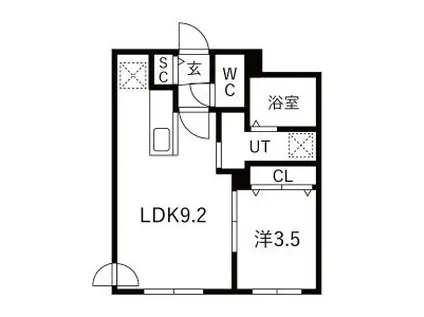 クレアーレ伏見北(1LDK/3階)の間取り写真