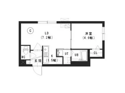 おいない荘(1LDK/4階)の間取り写真