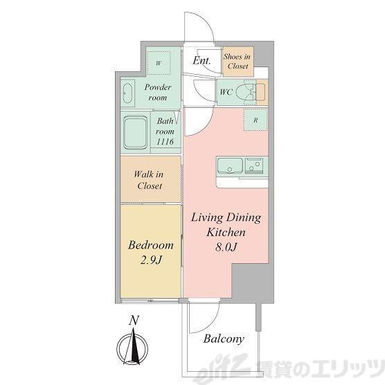 セレニテ東梅田アリエ(1LDK/9階)の間取り写真