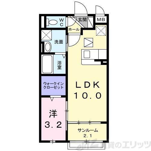 ベルソレイユ(1LDK/1階)の間取り写真