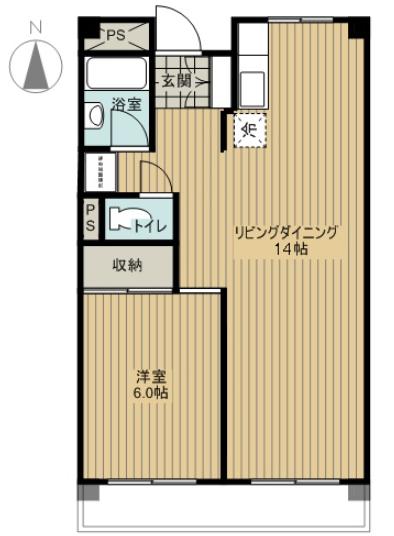 ローズハイツ茨木(1LDK/7階)の間取り写真