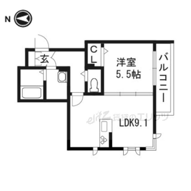 シャーメゾン南茨木(1LDK/2階)の間取り写真