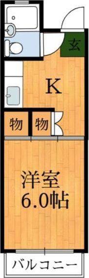 藤の里ハイツ(1K/2階)の間取り写真