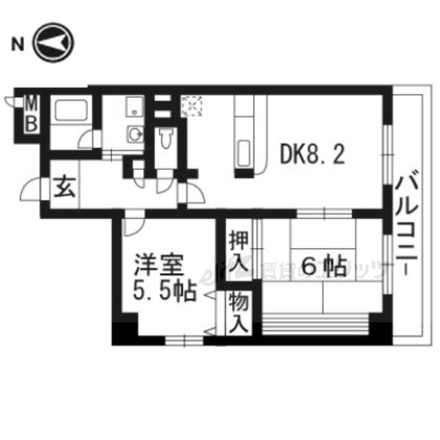 ゼアス真砂(2LDK/2階)の間取り写真