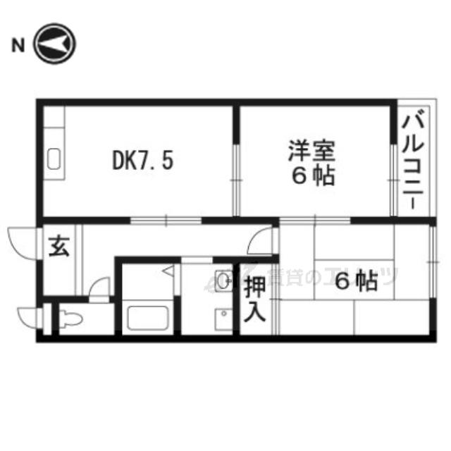 シエテ高槻マンション(2DK/3階)の間取り写真