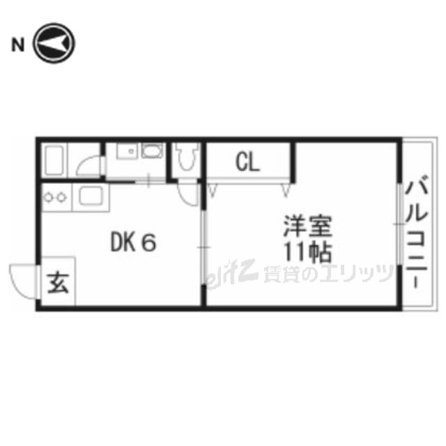 奥野マンション(1DK/4階)の間取り写真