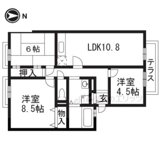 エクセル南茨木(3LDK/2階)の間取り写真