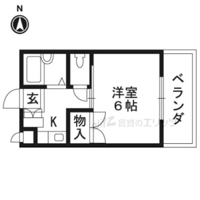 セレント茨木鮎川(1K/2階)の間取り写真