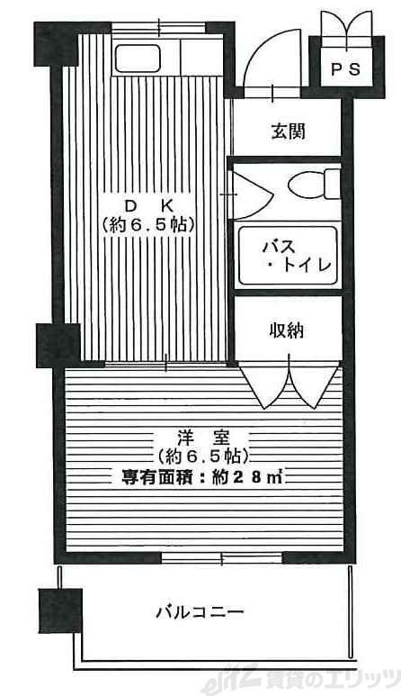 第2清和マンション(1DK/3階)の間取り写真