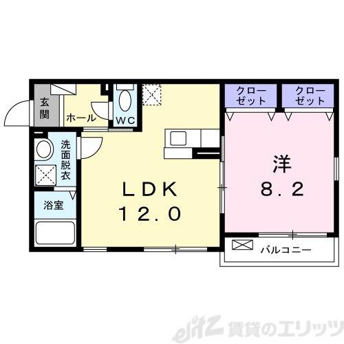 ウエストパイン(1LDK/2階)の間取り写真