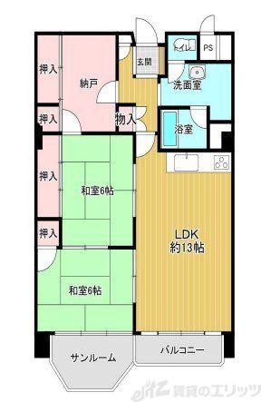 ホワイトハウス穂積(3LDK/6階)の間取り写真