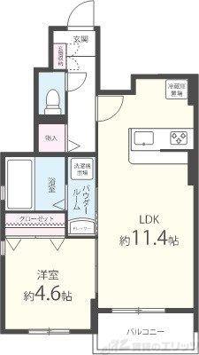 アルテール摂津(1LDK/1階)の間取り写真