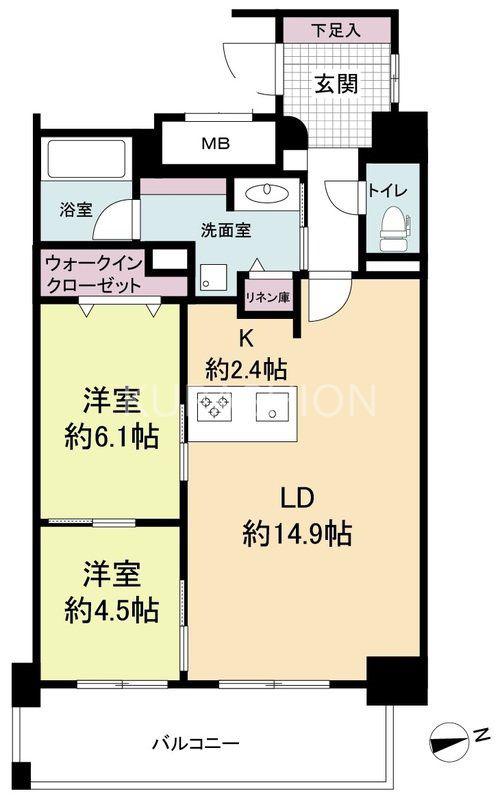 ウェルブライト博多ステーション(2LDK/12階)の間取り写真