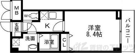 オーク南茨木(1K/4階)の間取り写真