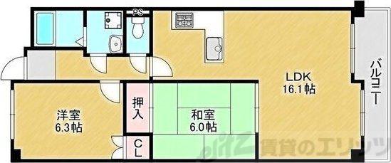 プレーヌ緑地公園(2LDK/2階)の間取り写真