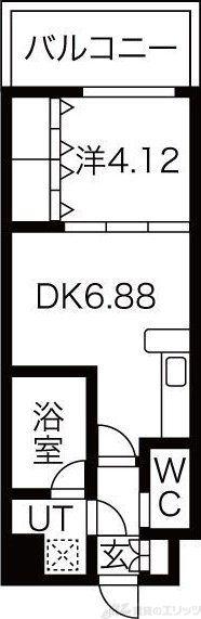 CHOEI65プレジオ中津(1DK/6階)の間取り写真