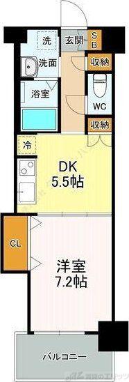 ニッケノーブルハイツ江坂(1DK/11階)の間取り写真