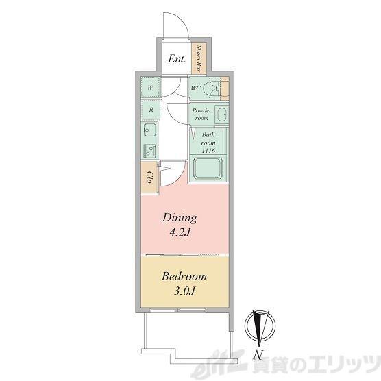 セレニテ東梅田アリエ(2K/13階)の間取り写真