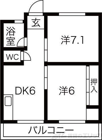 クリーンハイツ豊里(2DK/1階)の間取り写真