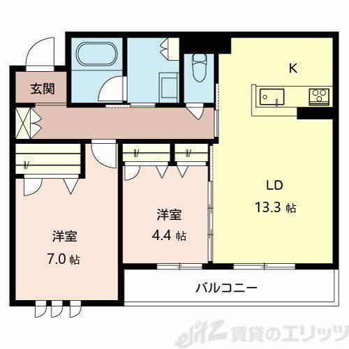 シャーメゾン ラッフィナート(2LDK/2階)の間取り写真