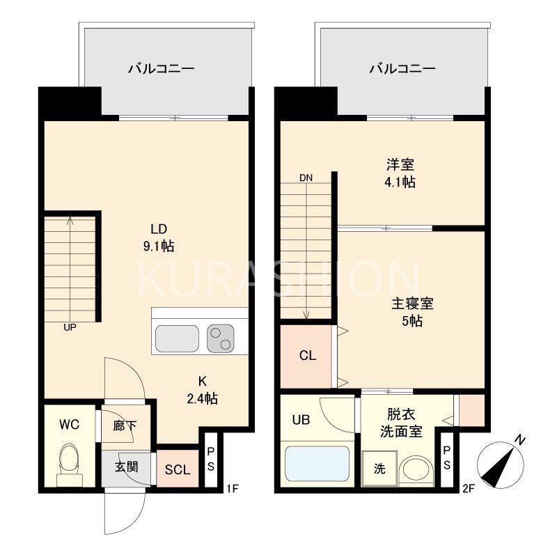 MODERN PALAZZO博多駅南AXIA(2LDK/6階)の間取り写真