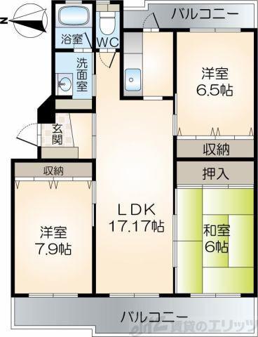 ラ・ヴェール茨木(3LDK/4階)の間取り写真