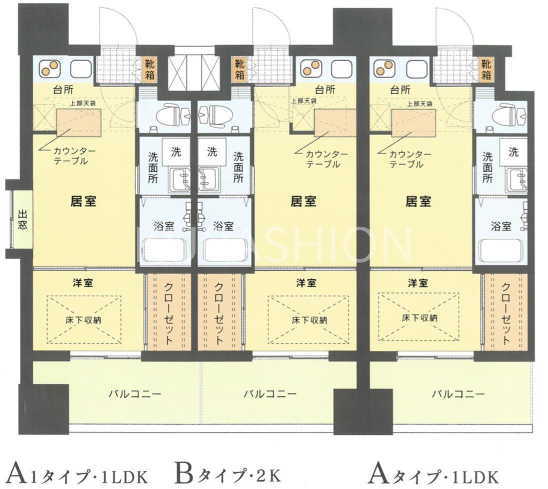 エステートモア天神(1LDK/9階)の間取り写真