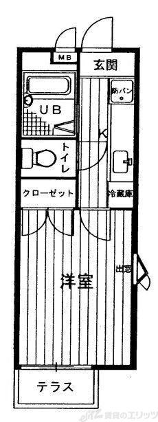 エスポワール大桐(1K/1階)の間取り写真