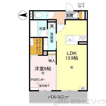 ラヴィエール南茨木Ⅰ(1LDK/1階)の間取り写真