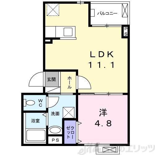 阪急電鉄京都線 茨木市駅 徒歩9分 3階建 築11年(1LDK/2階)の間取り写真