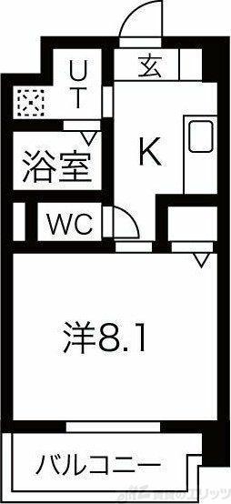 アルモニア江坂(1K/2階)の間取り写真