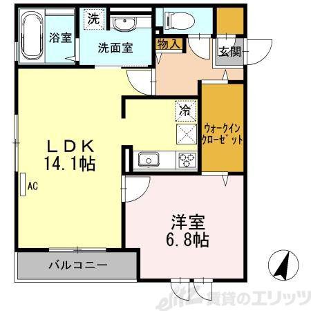 ウイングヒルズ(1LDK/1階)の間取り写真