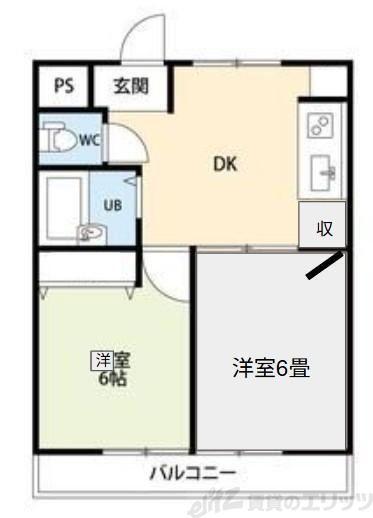 大淀ハイツ(2DK/3階)の間取り写真