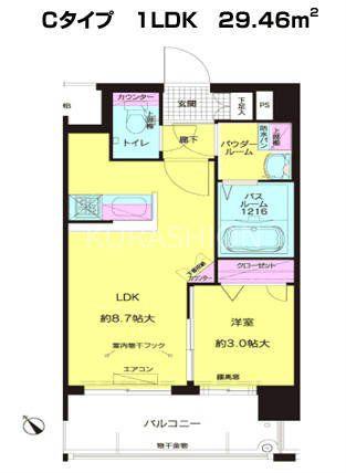 エフ・パルク高宮(1LDK/4階)の間取り写真