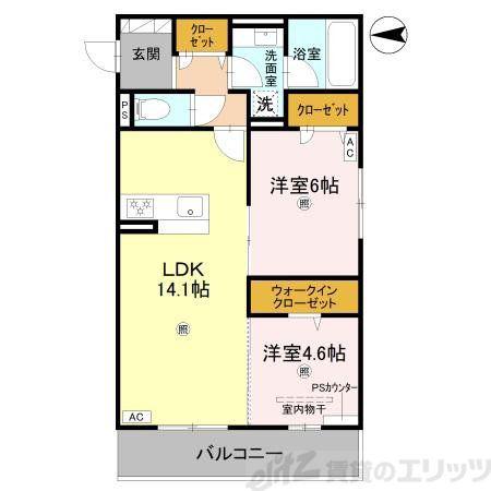 ラヴィエール南茨木Ⅰ(2LDK/2階)の間取り写真