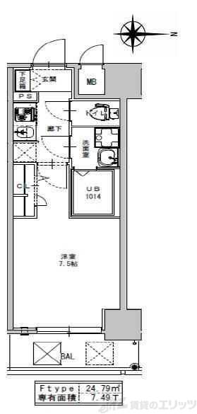 S-RESIDENCE江坂ALEGRIA(1K/8階)の間取り写真