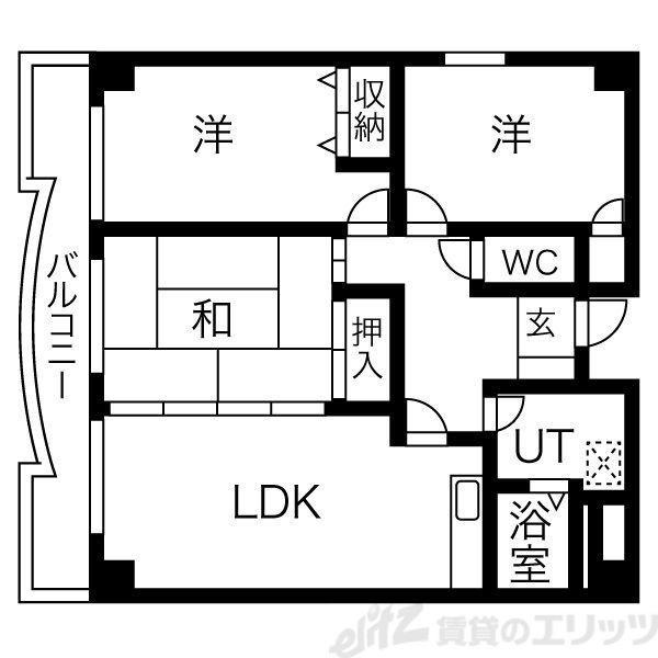  カルム土井(3LDK/6階)の間取り写真