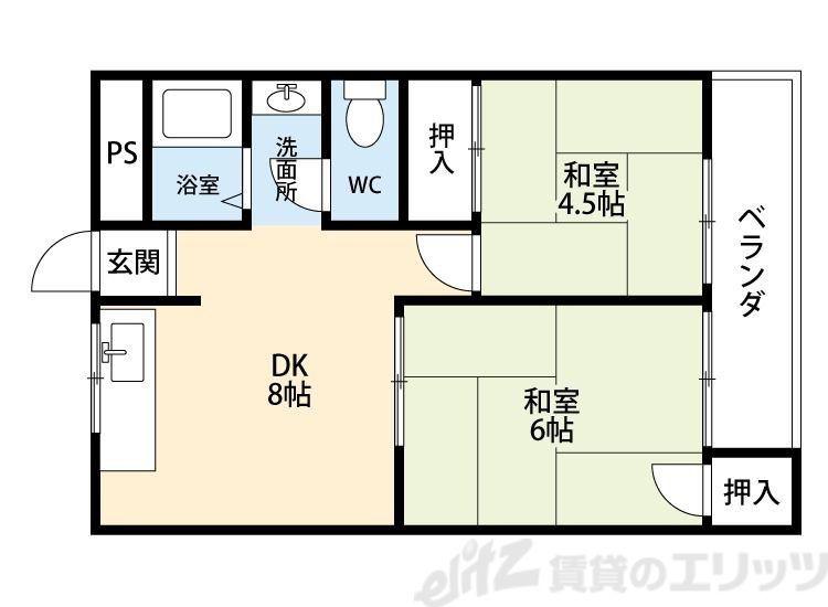 メゾン富田(2DK/2階)の間取り写真